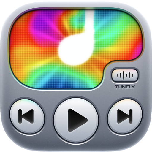 The Tunely app icon: a music player with a rainbow screen